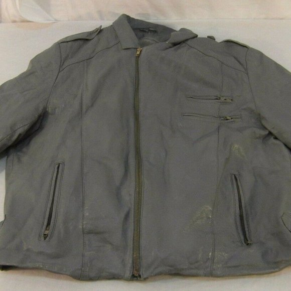 VINTAGE WILSON'S SUEDE & LEATHER GRAY LEATHER szLARGE 48 CHEST JACKET IG 183